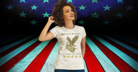 United & Grounded Yoga T-Shirt by Ramro Yoga Wear — strength, unity, and mindful courage.