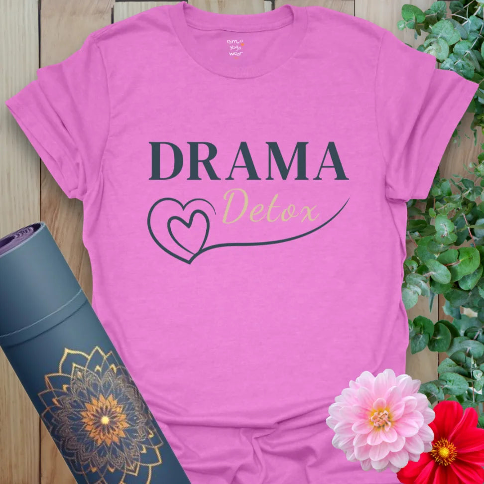 Drama Detox T-Shirt in Heather Radiant Orchid with balanced message and soothing design. Perfect gift for inner peace lovers.