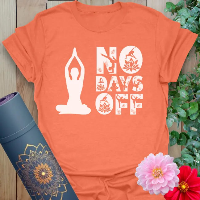 Vibrant orange yoga t-shirt showcasing strong motivational message and yogi silhouette inspiring daily mindful movement.
