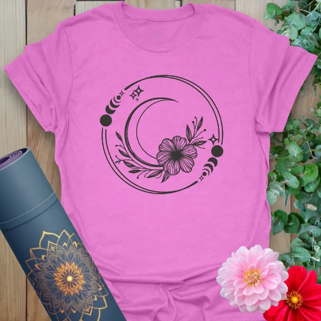 Purple Divine T-Shirt with elegant celestial and floral design for yoga and mindfulness