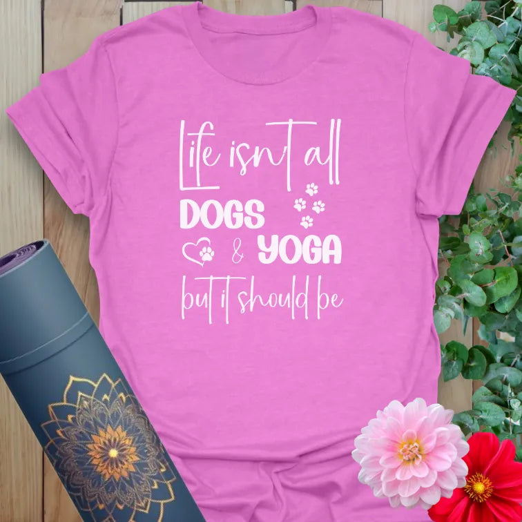 Purple Dog T-Shirt featuring cute paw print yoga quote design