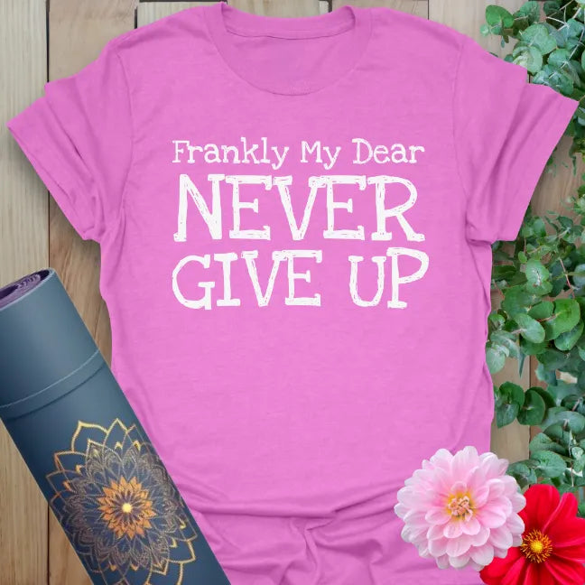 Radiant orchid-colored yoga tee with strong inspirational quote celebrating soulful perseverance and mindful growth.