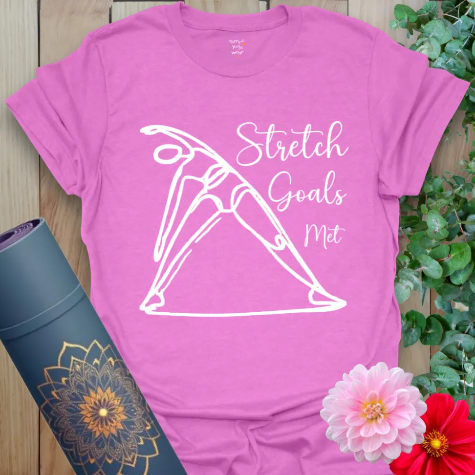 Radiant orchid yoga tee featuring minimalist yoga illustration and cheeky lettering for lighthearted yogis.
