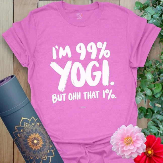 Radiant orchid-colored tee with striking quote design expressing spiritual sass and conscious fun.