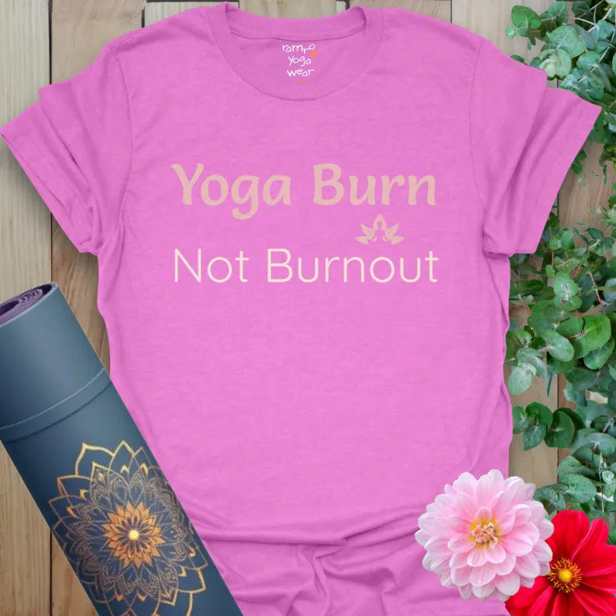 Vibrant orchid pink tee with yoga affirmation in white and blush pink. A bold yoga gift for energy and calm.