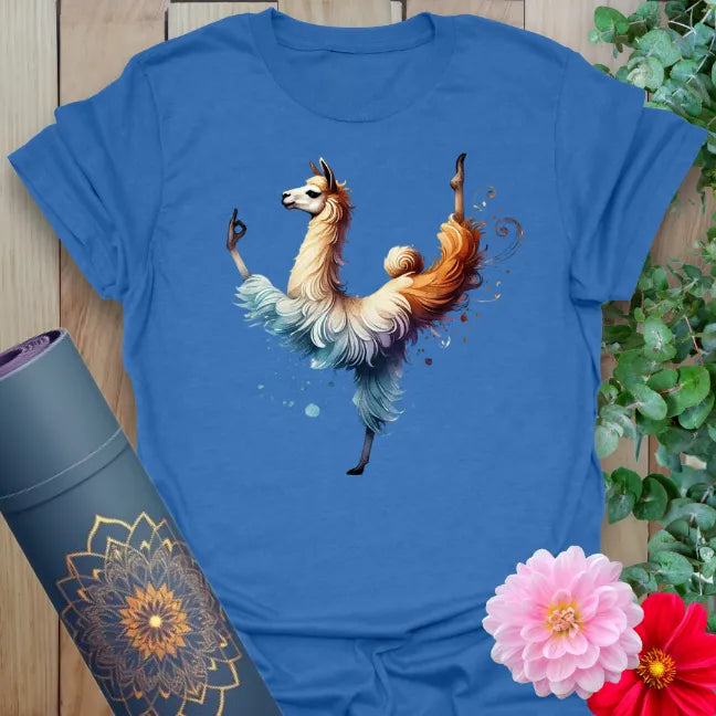 oft cotton unisex yoga t-shirt featuring playful llama in yoga pose design for soulful, mindful, joyful living.