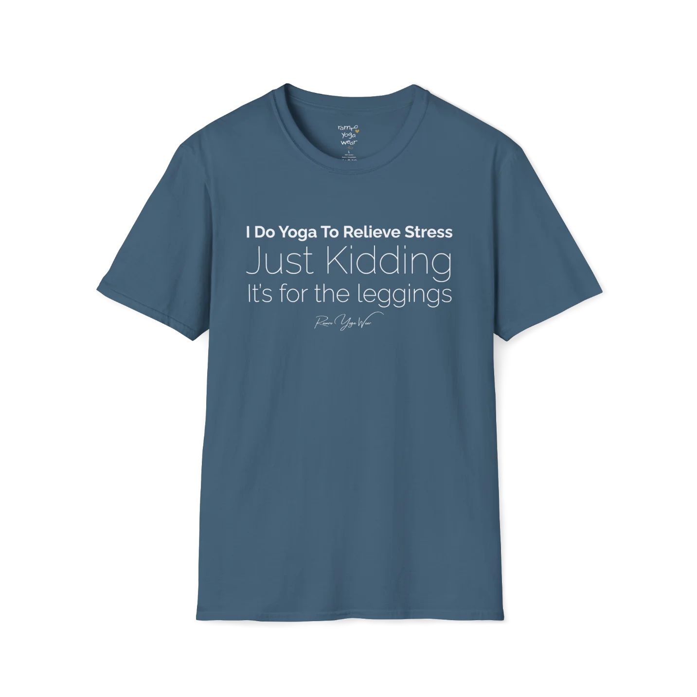 "I Do Yoga To Relieve Stress, Just Kidding It's For The Leggings" design — The Vault collection by Ramro Yoga Wear, Indigo Blue