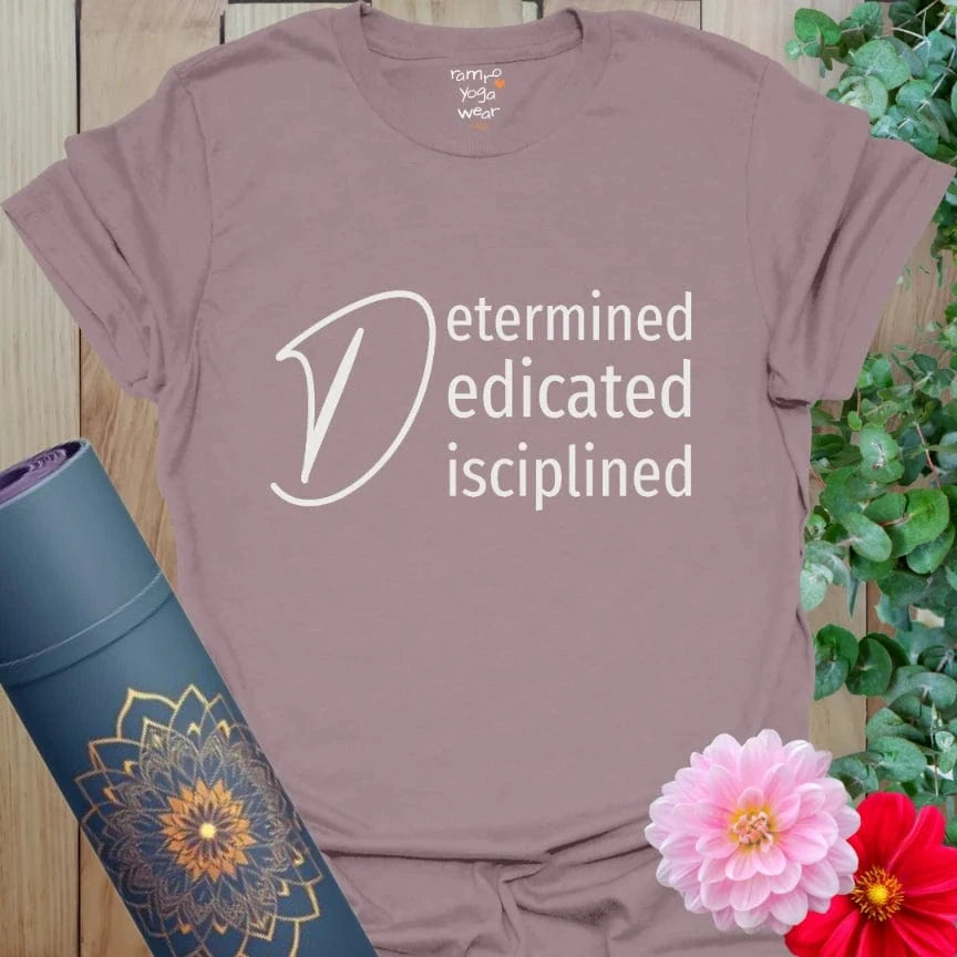 Paragon Determined T-Shirt with soft contrasting text. An empowering style statement for goal-setters and truth-seekers.