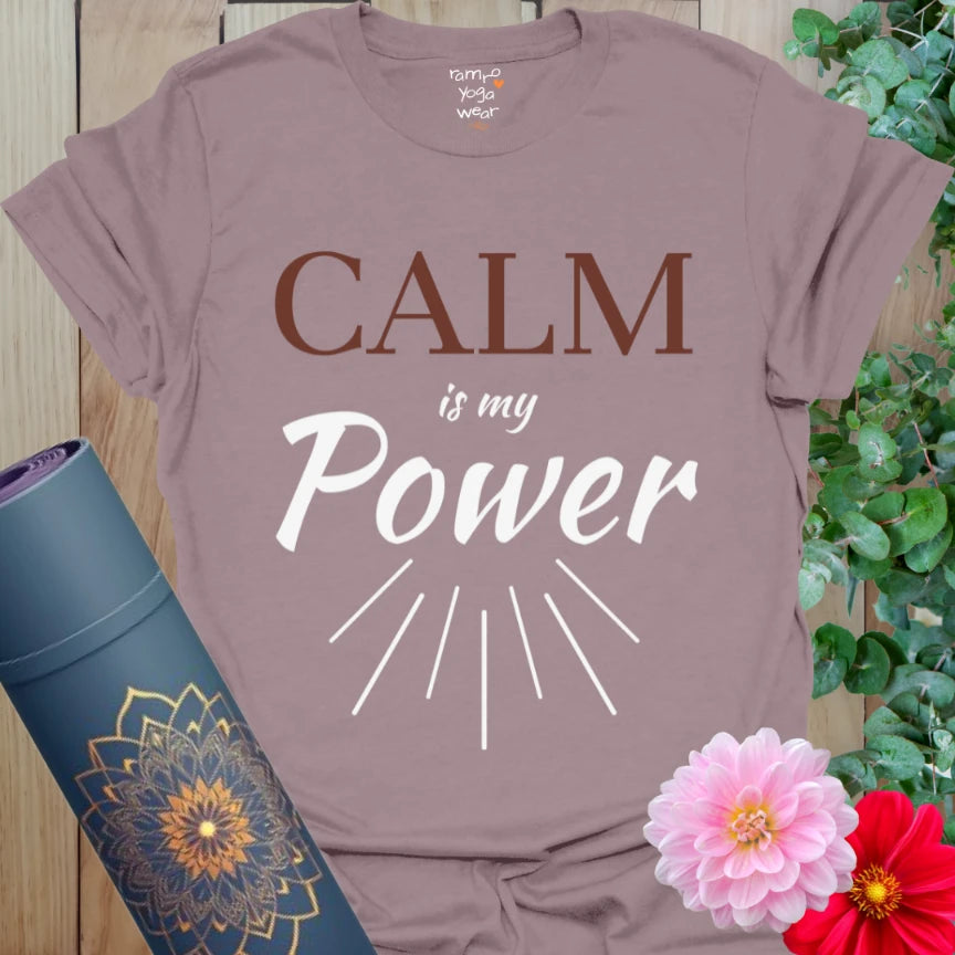 Paragon-colored My Power Tee with radiant sun lines and confident script. A wearable mantra for inner strength and quiet power.