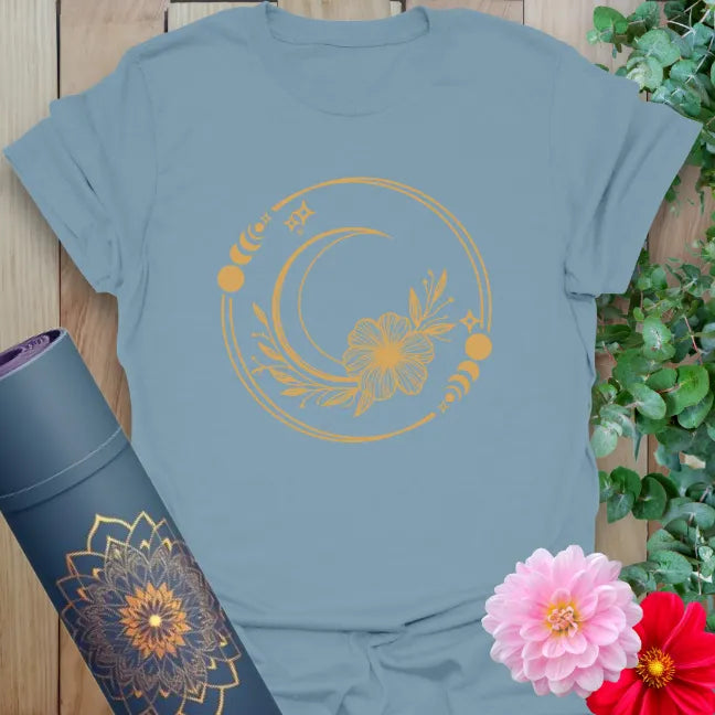 Stone blue Divine T-Shirt with celestial goddess design and soulful lunar energy