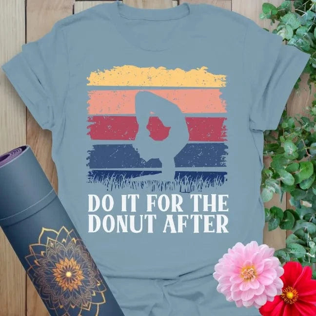 Stone blue Donut T-Shirt with nostalgic yoga silhouette and donut love