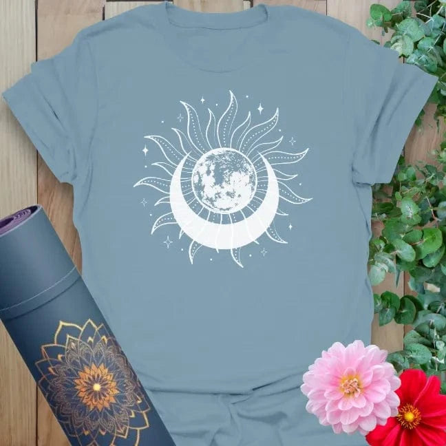 Stone blue Eclipse T-Shirt with mystical lunar energy artwork