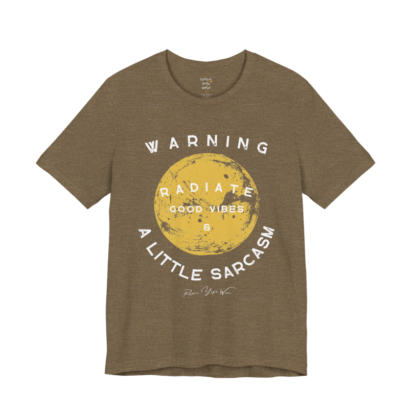 Sunshine funny yoga shirt in Heather Olive — Bella+Canvas 3001 graphic tee by Ramro Yoga Wear
