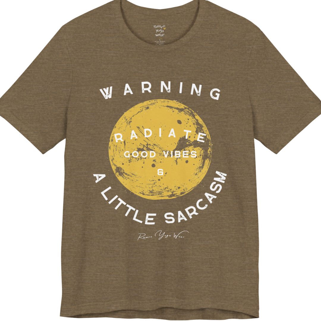 Sunshine funny yoga shirt in Heather Olive — Bella+Canvas 3001 graphic tee by Ramro Yoga Wear