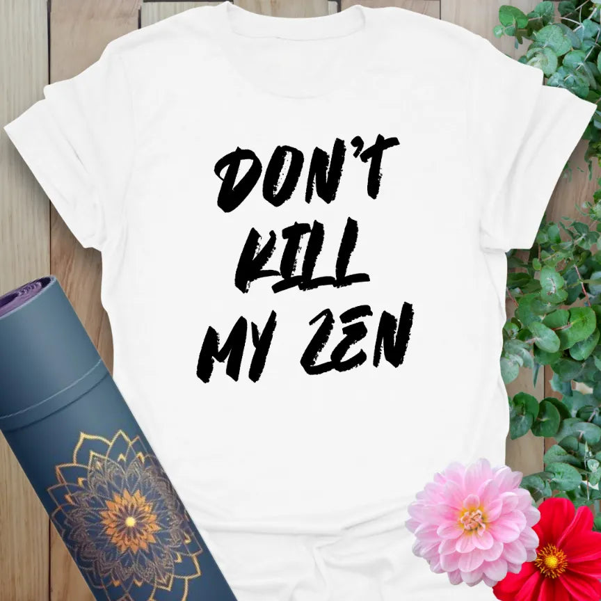 Clean white unisex yoga t-shirt featuring powerful mindful quote for heart-centered humor and soul-protecting vibes.