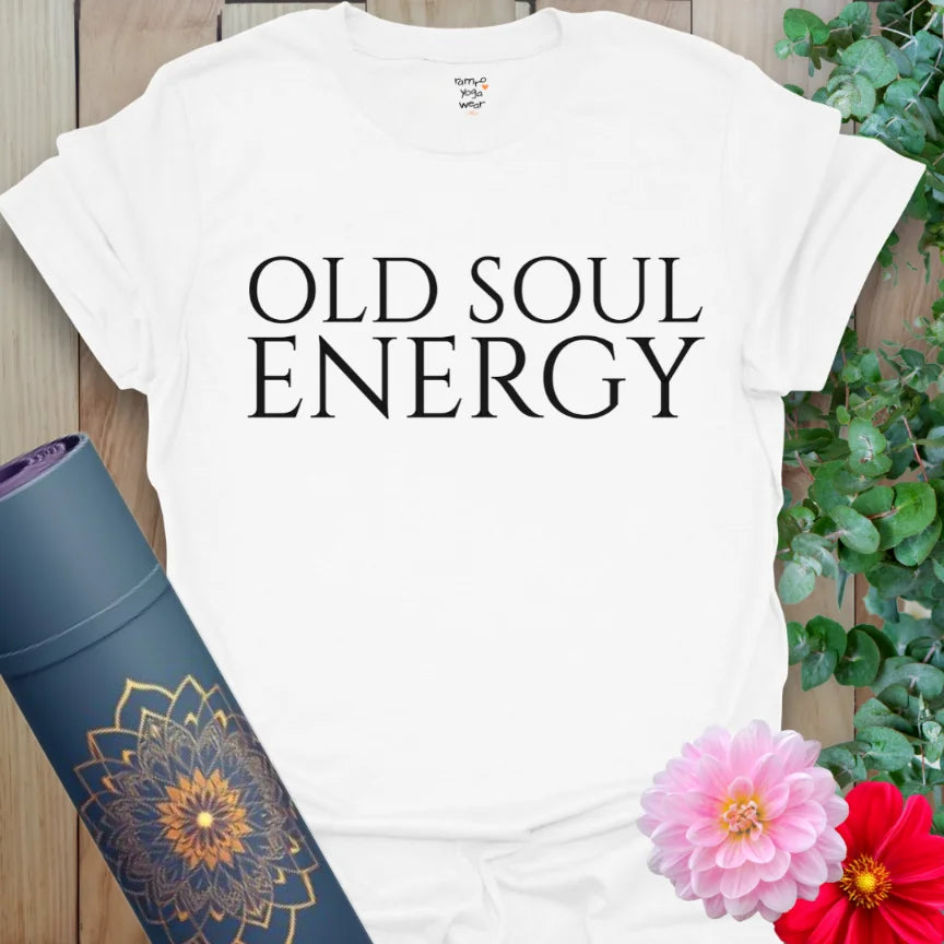 Clean white yoga t-shirt with subtle spiritual quote, great for meditation, journaling, or relaxed daywear.