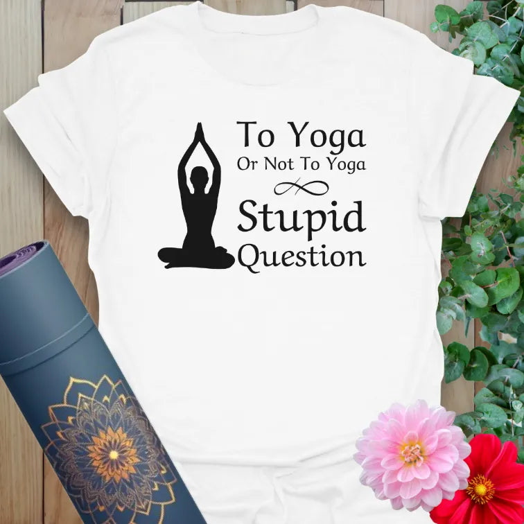 Clean white unisex tee with bold typography and funny yoga message, ideal for casual wear and gift-giving.