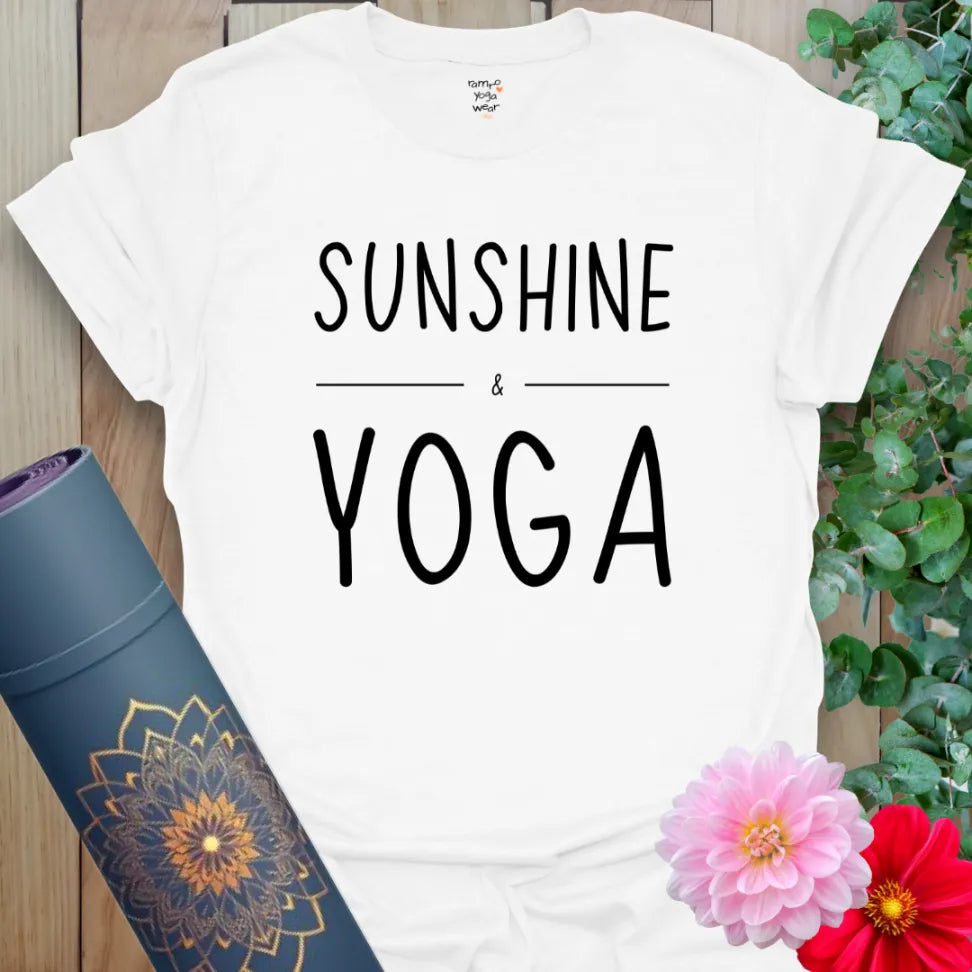 Clean white unisex yoga tee with simple positive quote design, perfect for light, soul-centered living.