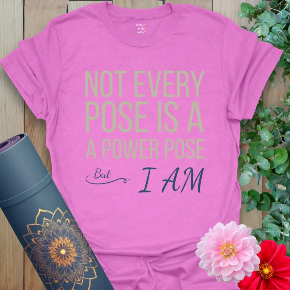 Yogi Energy T-Shirt in Heather Radiant Orchid with high-contrast type and calm layout. Perfect gift for powerful yogis.