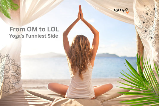 Yoga blog header image with woman facing the ocean and Ramro Yoga Wear logo.