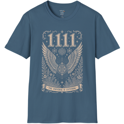 1111 angel wings sacred geometry mandala botanical engraving design — Dark Sacred Stillness collection by Ramro Yoga Wear in Indigo Blue