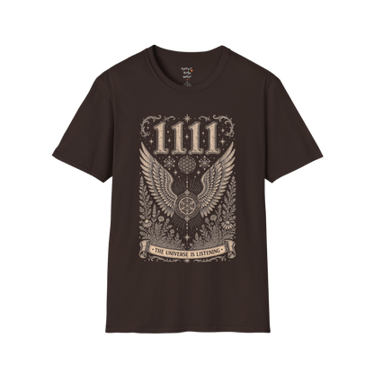1111 angel wings sacred geometry mandala botanical engraving design — Dark Sacred Stillness collection by Ramro Yoga Wear in Dark Chocolate