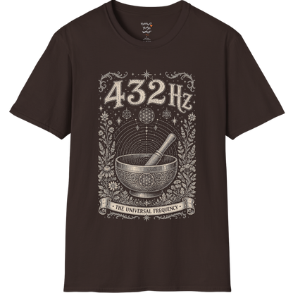 432 Hz singing bowl sound wave sacred geometry engraving design — Dark Sacred Stillness collection by Ramro Yoga Wear in Dark Chocolate.