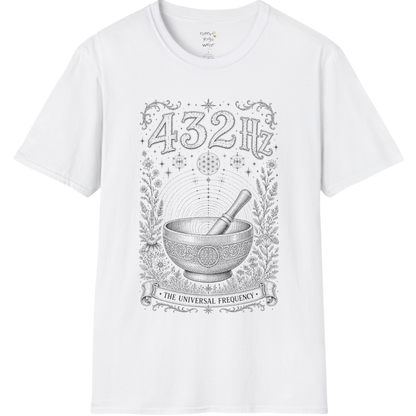 432 Hz singing bowl sound wave sacred geometry engraving design — Dark Sacred Stillness collection by Ramro Yoga Wear