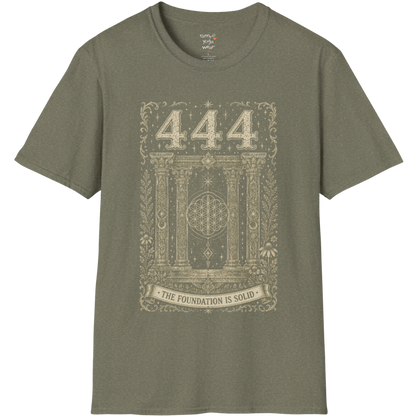 444 sacred pillars temple Flower of Life botanical engraving design — Dark Sacred Stillness collection by Ramro Yoga Wear