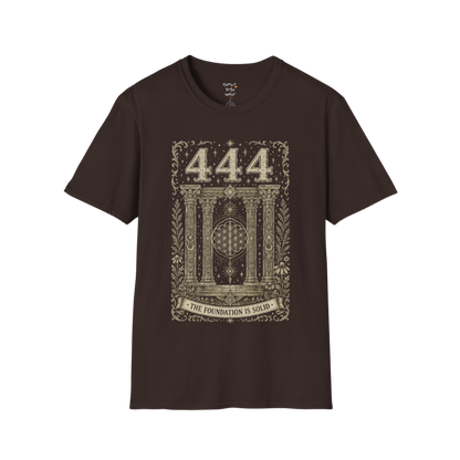 444 sacred pillars temple Flower of Life botanical engraving design — Dark Sacred Stillness collection by Ramro Yoga Wear in Dark Chocolate