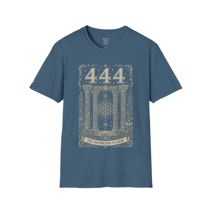 444 sacred pillars temple Flower of Life botanical engraving design — Dark Sacred Stillness collection by Ramro Yoga Wear in Indigo Blue