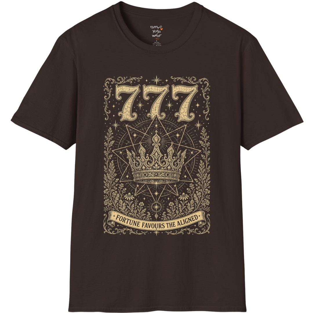 777 celestial crown sacred geometry star mandala engraving design — Dark Sacred Stillness collection by Ramro Yoga Wear in Dark Chocolate.