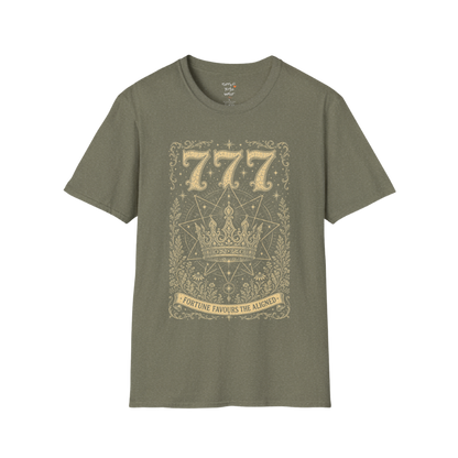 777 celestial crown sacred geometry star mandala engraving design — Dark Sacred Stillness collection by Ramro Yoga Wear in Heather Military Green.
