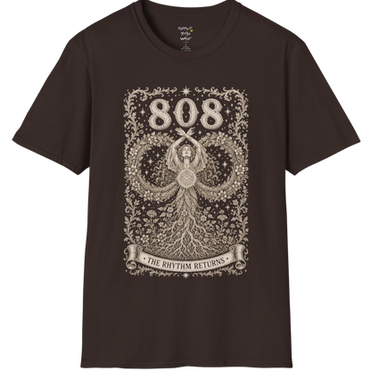 808 T-Shirt with infinity loop and sacred geometry design — Dark Sacred Stillness collection by Ramro Yoga Wear in Dark Chocolate