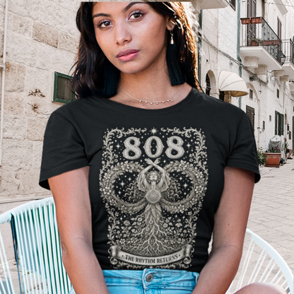 808 T-Shirt with infinity loop and sacred geometry design — Dark Sacred Stillness collection by Ramro Yoga Wear 