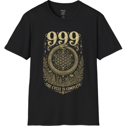 999 ouroboros serpent Flower of Life botanical engraving design — Dark Sacred Stillness collection by Ramro Yoga Wear in Black.