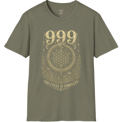 999 ouroboros serpent Flower of Life botanical engraving design — Dark Sacred Stillness collection by Ramro Yoga Wear in Heather Military Green.