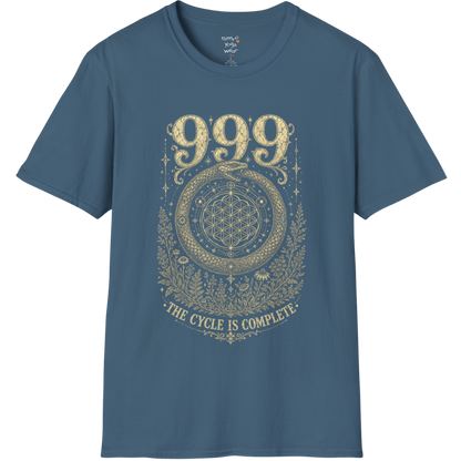 999 ouroboros serpent Flower of Life botanical engraving design — Dark Sacred Stillness collection by Ramro Yoga Wear in Indigo Blue
