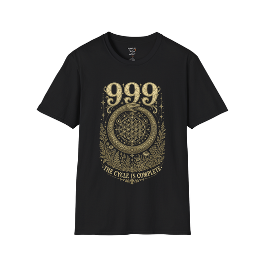 999 ouroboros serpent Flower of Life botanical engraving design — Dark Sacred Stillness collection by Ramro Yoga Wear in Black.