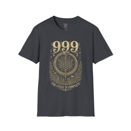 999 ouroboros serpent Flower of Life botanical engraving design — Dark Sacred Stillness collection by Ramro Yoga Wear in Dark Heather Grey.
