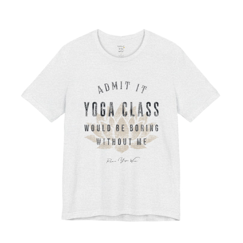 Bold distressed lotus yoga slogan tee in Ash — Funny Yoga Shirts collection by Ramro Yoga Wear