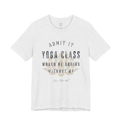 Bold distressed lotus yoga slogan tee in Ash — Funny Yoga Shirts collection by Ramro Yoga Wear