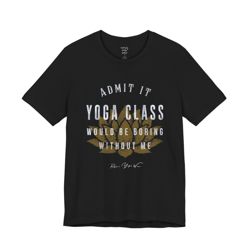 Bold distressed lotus yoga slogan tee in Black — Funny Yoga Shirts collection by Ramro Yoga Wear