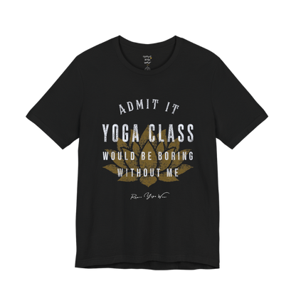 Bold distressed lotus yoga slogan tee in Black — Funny Yoga Shirts collection by Ramro Yoga Wear