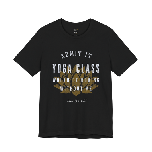 Bold distressed lotus yoga slogan tee in Black — Funny Yoga Shirts collection by Ramro Yoga Wear