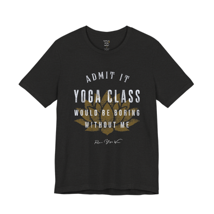 Bold distressed lotus yoga slogan tee in Black Heather — Funny Yoga Shirts collection by Ramro Yoga Wear