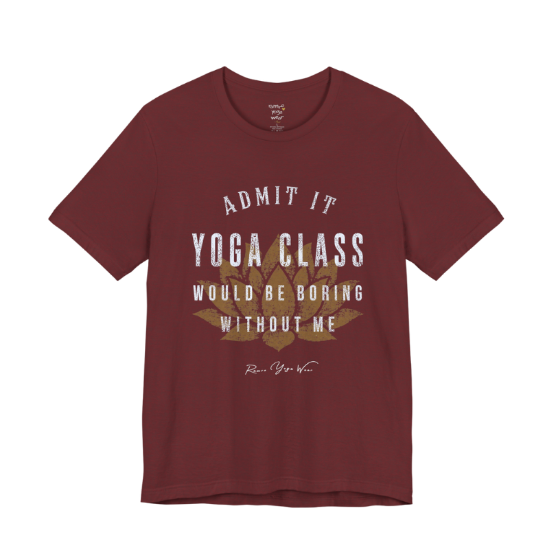 Bold distressed lotus yoga slogan tee in Heather Cardinal — Funny Yoga Shirts collection by Ramro Yoga Wear