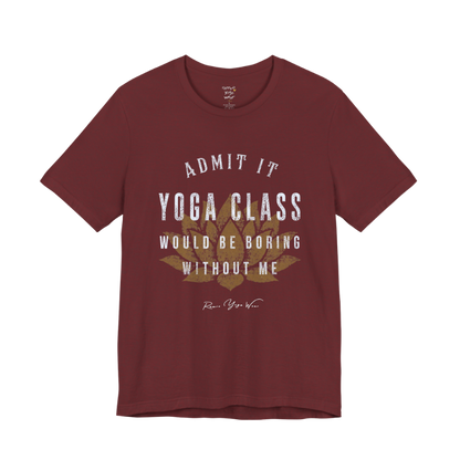 Bold distressed lotus yoga slogan tee in Heather Cardinal — Funny Yoga Shirts collection by Ramro Yoga Wear
