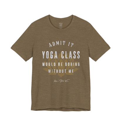 Bold distressed lotus yoga slogan tee in Heather Olive — Funny Yoga Shirts collection by Ramro Yoga Wear
