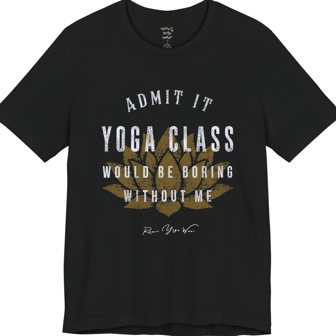 Bold distressed lotus yoga slogan tee in Black — Funny Yoga Shirts collection by Ramro Yoga Wear